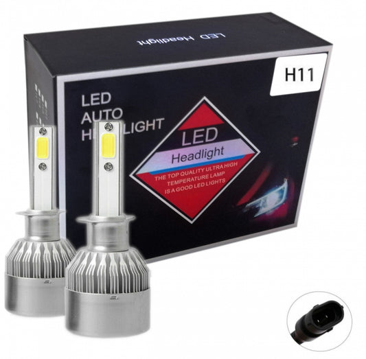 Комплект от 2 броя LED диодни крушки за фар халоген H11 / H8 / H9 12V 36W