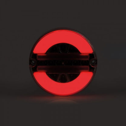 Комплект от 2 броя Кръгли LED Светодиодни стоп задни светлини с неон Neon ефект тип Хамбургер 12V-24V E9 124 mm x 37,5 mm