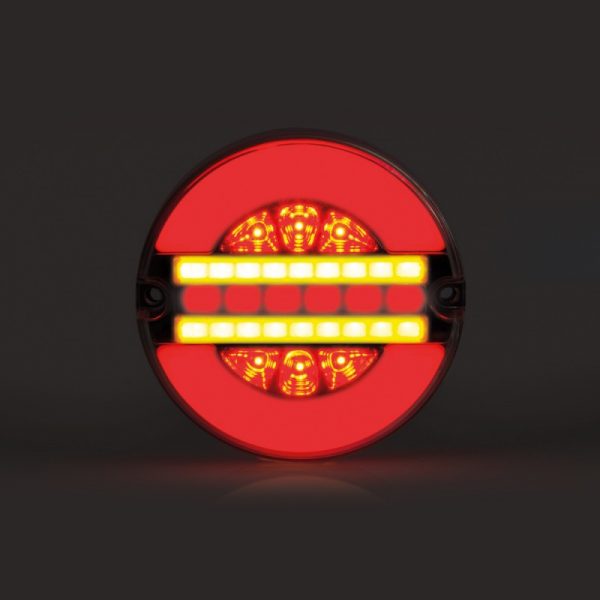Комплект от 2 броя Кръгли LED Светодиодни стоп задни светлини с неон Neon ефект тип Хамбургер 12V-24V E9 124 mm x 37,5 mm