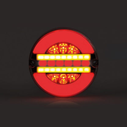 Комплект от 2 броя Кръгли LED Светодиодни стоп задни светлини с неон Neon ефект тип Хамбургер 12V-24V E9 124 mm x 37,5 mm