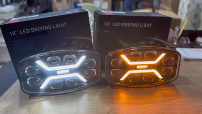 LED мощен диоден фар халоген лампа 12V - 24V 48W бяло-жълто за АТВ джип камион трактор земеделски и селскостопански машини и др. 245 x 139.4 x 90 mm E-mark E9