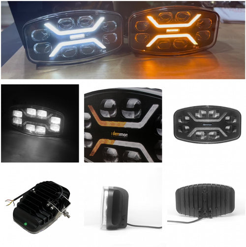 LED мощен диоден фар халоген лампа 12V - 24V 48W бяло-жълто за АТВ джип камион трактор земеделски и селскостопански машини и др. 245 x 139.4 x 90 mm E-mark E9
