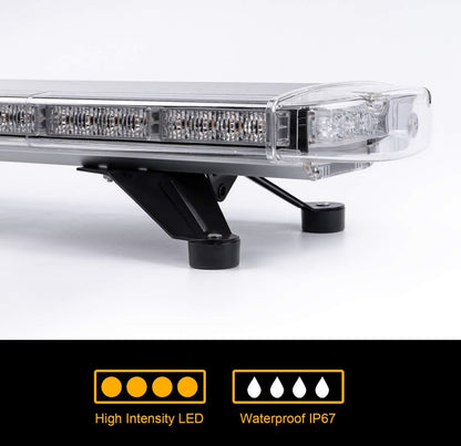 Мощна аварийна сигнална лампа 98 см 72 LED блиц маяк буркан led бар 12-24V със 15 режима на работа жълта за пътна помощ платформа снегорин багер бус ван и др.