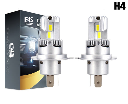 Комплект от 2 броя Умалени Мини LED Диодни Крушки E4P H4 Х4 12V 50W 15000lm за Автомобил Мотоциклет Трактор Камион Бус и др.