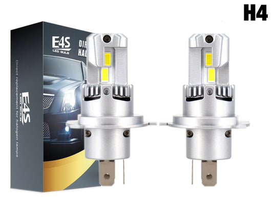 Комплект от 2 броя Умалени Мини LED Диодни Крушки E4P H4 Х4 12V 50W 15000lm за Автомобил Мотоциклет Трактор Камион Бус и др.