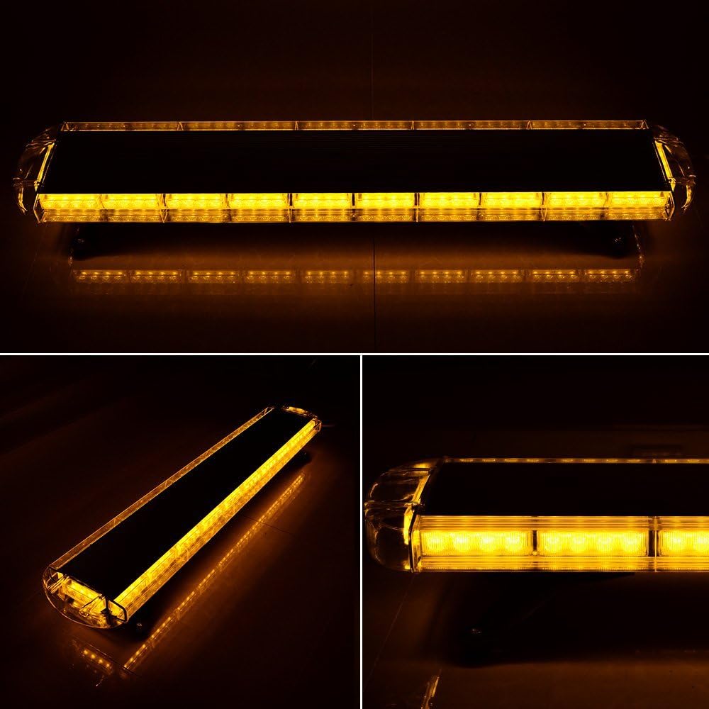 120 см 88 LED 88W мощна аварийна диодна сигнална лампа блиц 12-24V 15 режима на работа жълта оранжева светлина E-Mark Е9 за пътна помощ платформа снегорин багер и др.