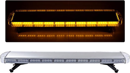 120 см 88 LED 88W мощна аварийна диодна сигнална лампа блиц 12-24V 15 режима на работа жълта оранжева светлина E-Mark Е9 за пътна помощ платформа снегорин багер и др.