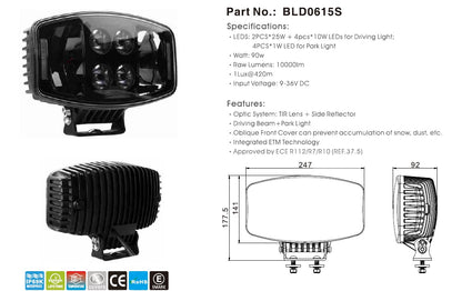 LED Високомощен диоден фар халоген лампа 247 см 12V - 24V бяло-жълто за камиони трактор земеделски машини и др
