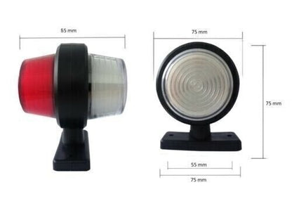 Комплект от 2 броя 12-24V LED Диодни Странични Маркери Рогчета Светлини неон ефект За Камион Ремарке Каравана Кемпер АТВ бяло-червено