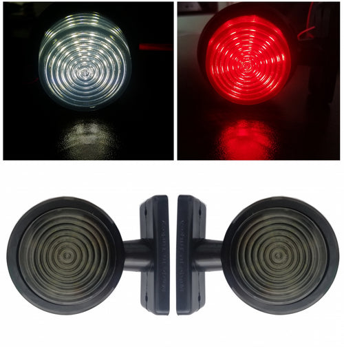 Комплект от 2 броя 12-24V LED Диодни Странични Маркери Рогчета Светлини Опушено Стъкло За Камион Ремарке Каравана Кемпер АТВ бяло - червено