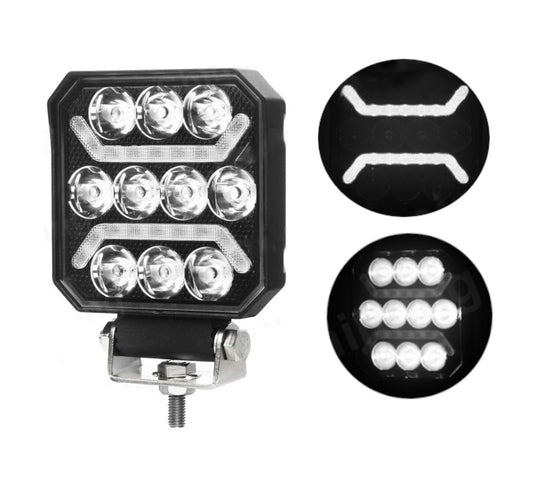Универсална мощна LED диодна лампа халоген бяла светлина + бял габарит 15W 1500LM 12V - 24V E-mark за камион трактор ролбар АТВ джип земеделски и селскостопански машини и др.