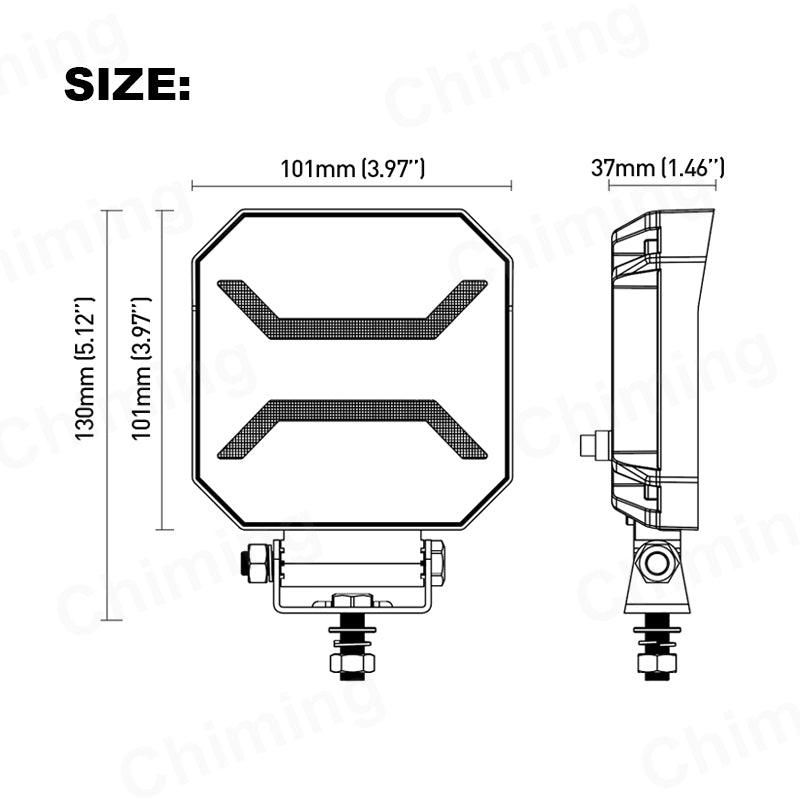 Универсална мощна LED диодна лампа халоген бяла светлина + бял габарит 15W 1500LM 12V - 24V E-mark за камион трактор ролбар АТВ джип земеделски и селскостопански машини и др.