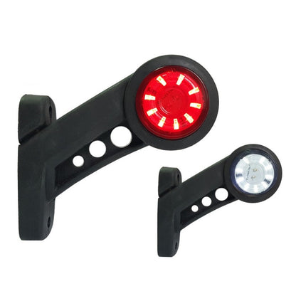 Комплект от 2 броя 12- 24V LED рогчета странични габаритни светлини въртящи се с ротация за камион ремарке платформа каравана и др. бяло-червено