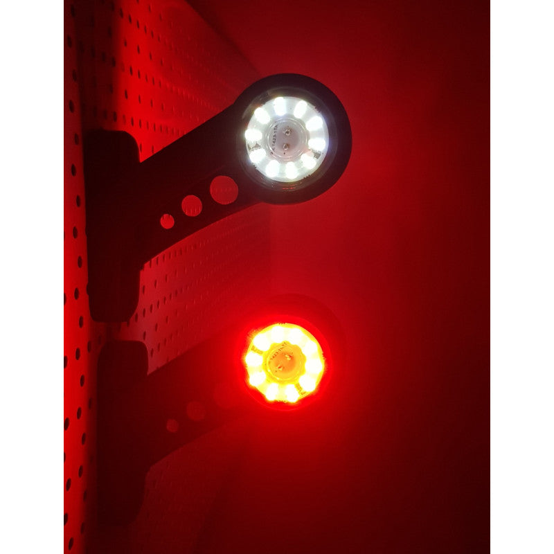 Комплект от 2 броя 12- 24V LED рогчета странични габаритни светлини въртящи се с ротация за камион ремарке платформа каравана и др. бяло-червено