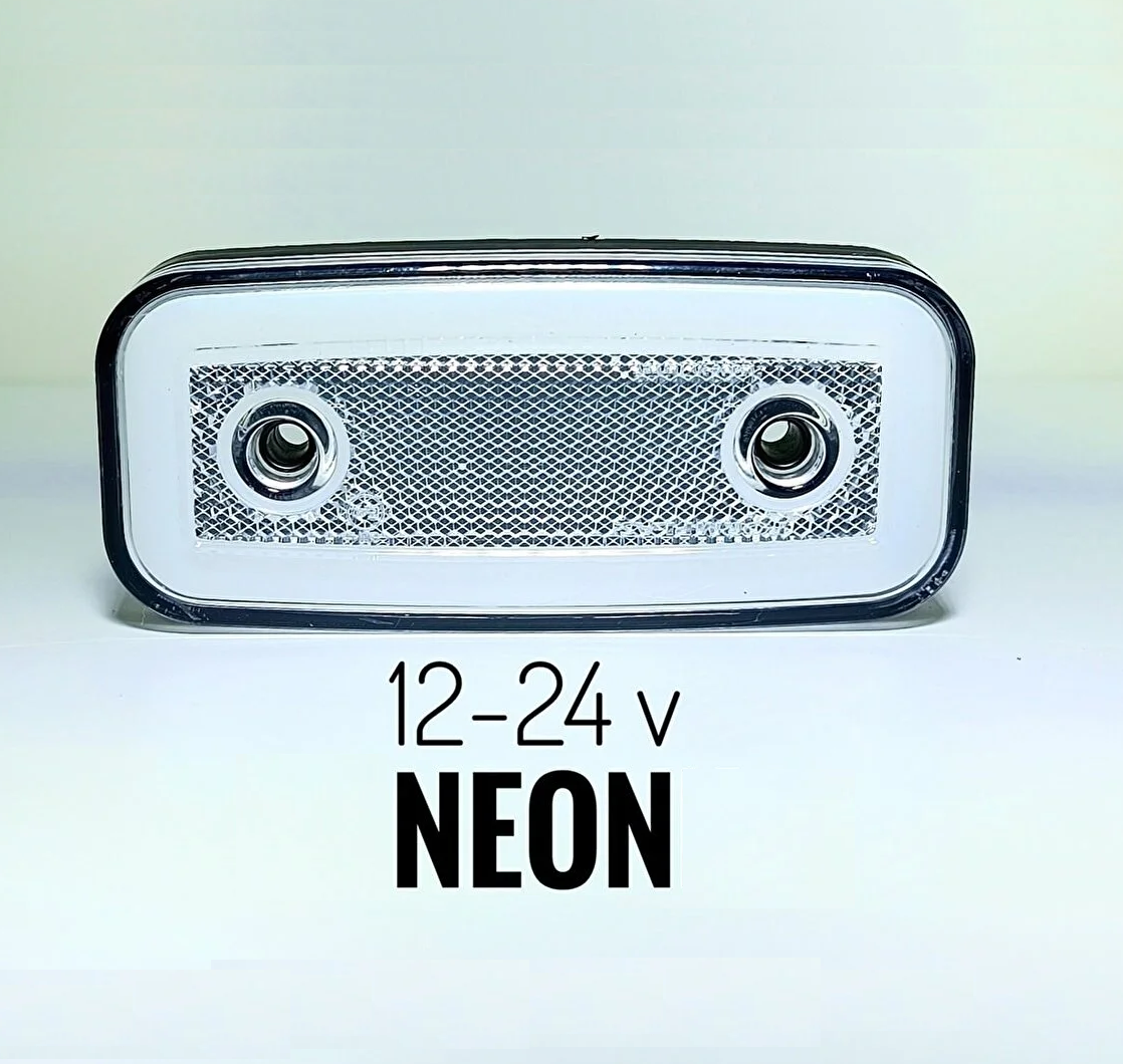 LED  Бял Светодиоден Габарит Маркер Токос с Вграден Рефлектор и Неон Ефект 12V - 24V