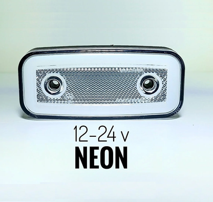 LED  Бял Светодиоден Габарит Маркер Токос с Вграден Рефлектор и Неон Ефект 12V - 24V