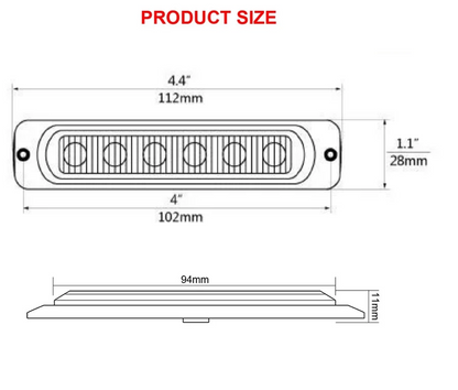 LED  Диоден 12-24V Габарит Маркер Токос за камион бус ван каравана платформа кемпер червен 112 x 28mm