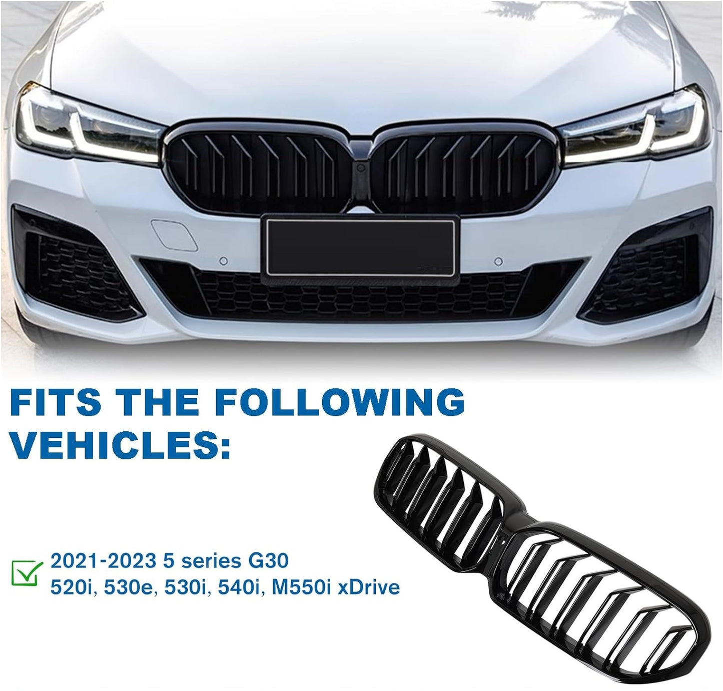 Двойни Бъбреци Решетки За BMW 5 SERIES G30 G31 LCI БМВ 5-та Серия Facelift BMW G30 G31 G38 2020г.-2023г. Черен Гланц Лак