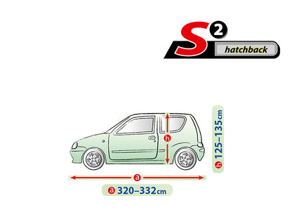 Висококачествено Покривало Kegel серия Mobile Garage размер S2 за хечбек 320-332см x 125-135см, сиво