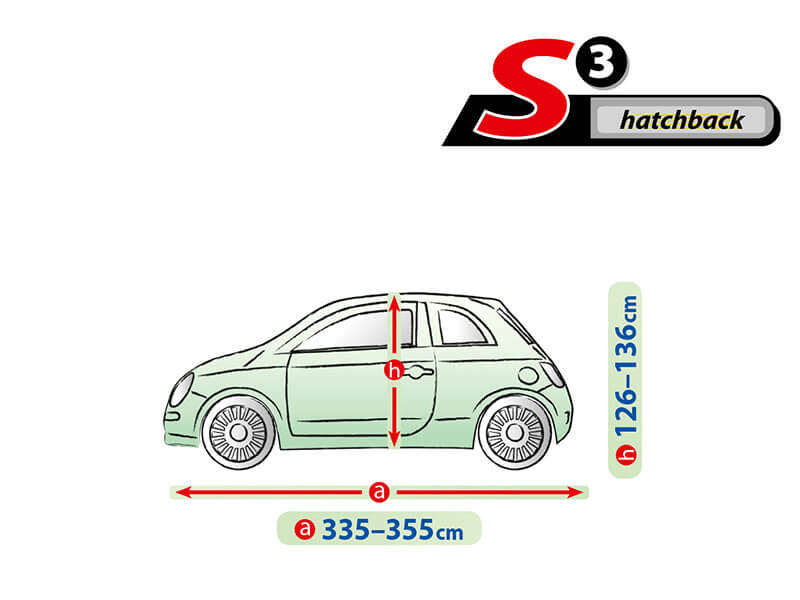 Висококачествено Покривало Kegel серия Mobile Garage размер S3 за хечбек 335-355см x 126-136см, сиво