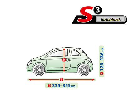 Висококачествено Покривало Kegel серия Mobile Garage размер S3 за хечбек 335-355см x 126-136см, сиво