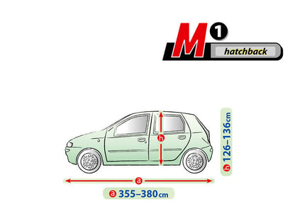 Висококачествено Покривало Kegel серия Mobile Garage размер M1 за хечбек 355-380см x 126-136см, сиво