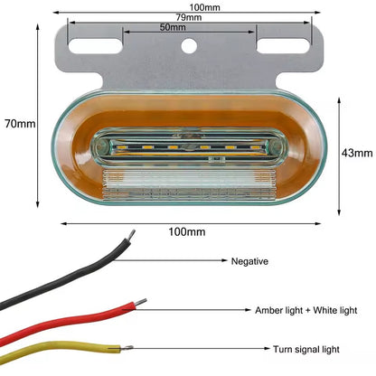 Лед LED Диоден Маркер Габарит Индикатор 12V Бягаща Оранжева светлина - Бял За Камион Бус Ван Ремарке Каравана Платформа