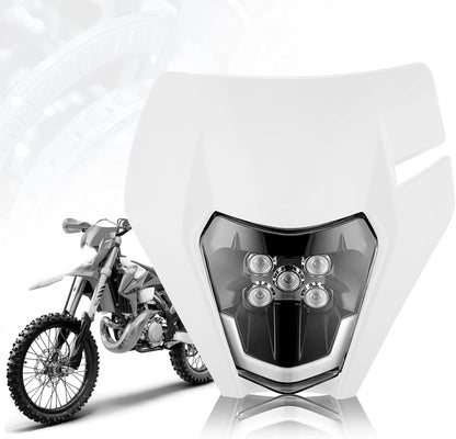 Маска с LED Фар за мотор, мотоциклет Бяла с къси и дълги светлини - Универсален модел за ENDURO / Trail / Streetfighter