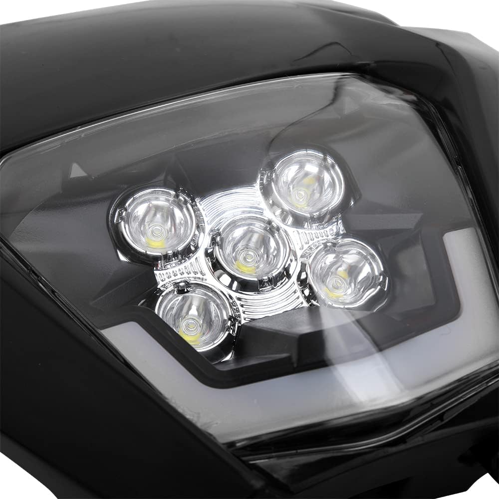 Маска с LED Фар за мотор, мотоциклет Черна с къси и дълги светлини - Универсален модел за ENDURO / Trail / Streetfighter