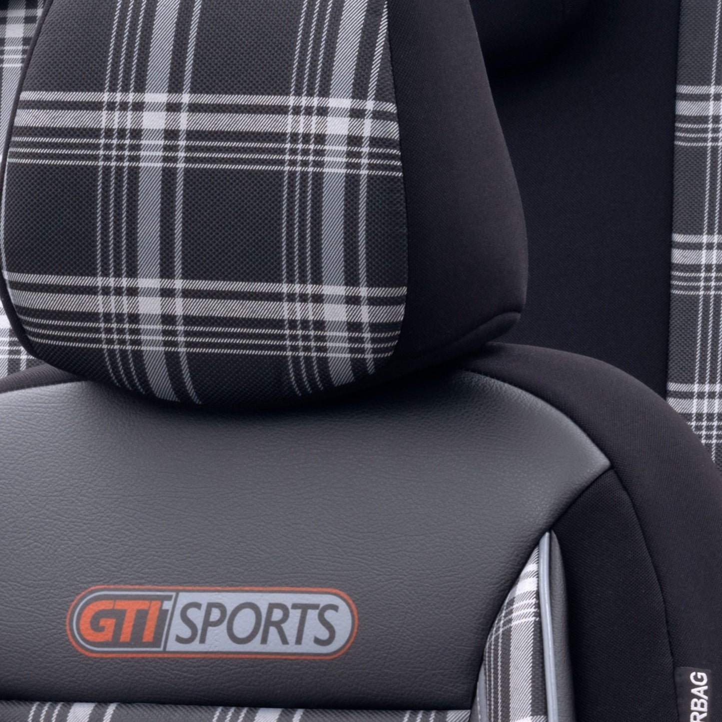 Комплект Луксозна Тапицерия OTOM текстил с еко кожа GTI SPORTS Design – Черна със сив шев, за Предни и Задни Седалки