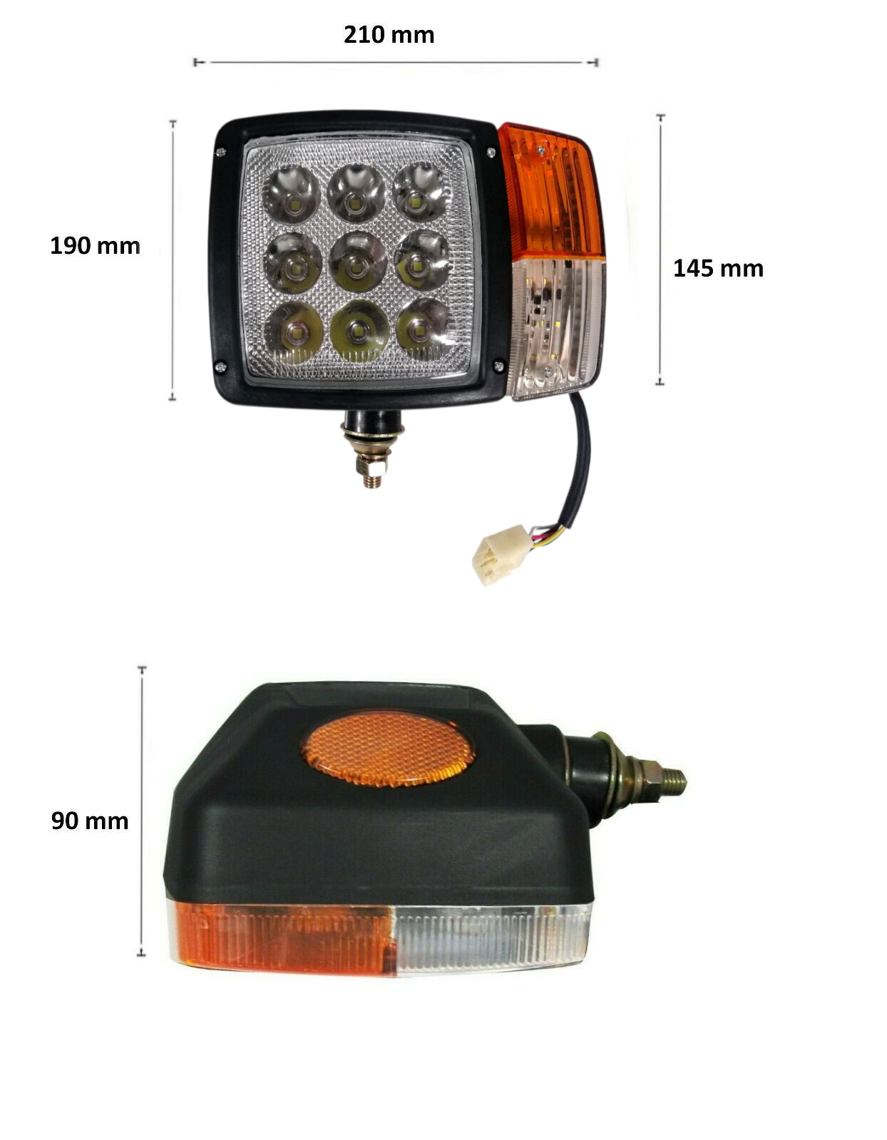 Комплект LED Фарове с Мигач, Габарит, Подходящ за Трактор, Комбайн, Багер, Снегорин и др - 9 диода (27W, 2200-2700 lm за всяка светлина)