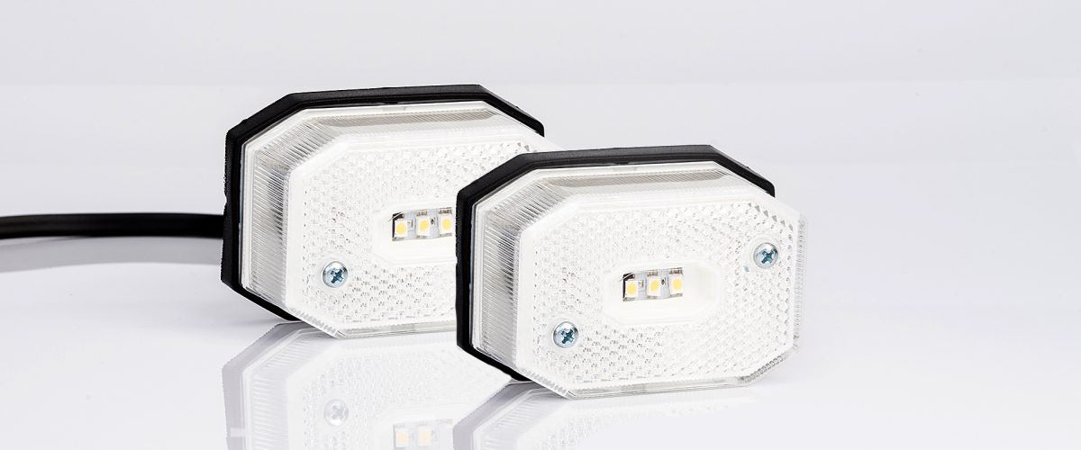 2 Броя LED  Габарит с Рефлектор, Бяла Светлина, Маркер, Токос, 12V - 24V, E-Mark E9, За Каравана, Кемпер и др.