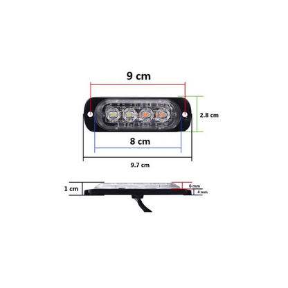 4 LED Аварийна светлина 10см за Пътна Помощ, Жълта Блиц Светлина, Мигаща
