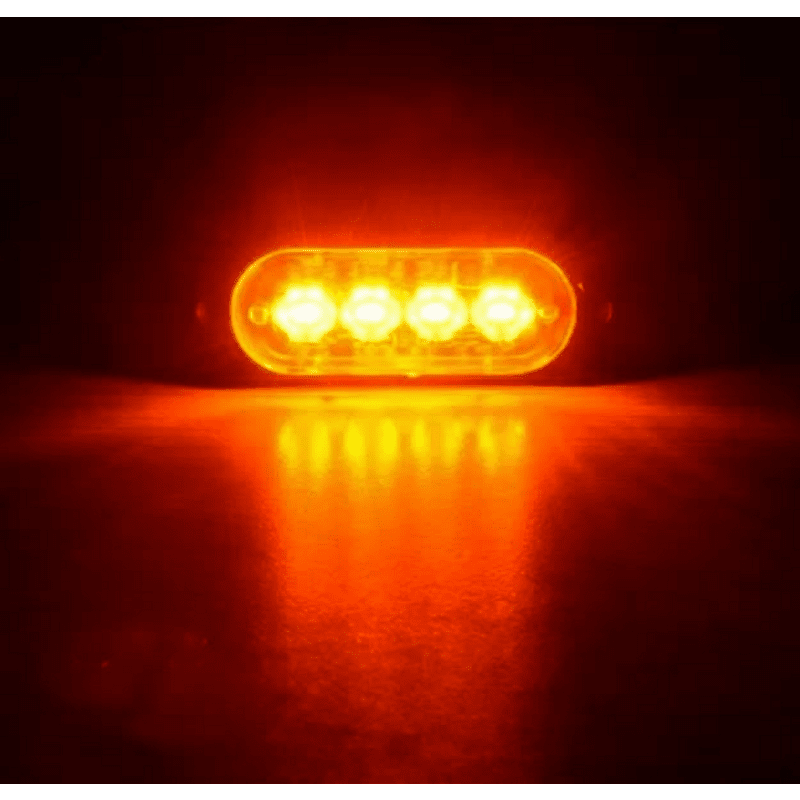 4 LED Аварийна светлина 10см за Пътна Помощ, Жълта Блиц Светлина, Мигаща