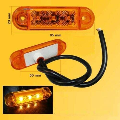 12V 24V 3 LED Светодиоден страничен габарит маркер токос оранжев за бус платформа камион ремарке автобус и др. 65mm х 10mm E-Mark E9