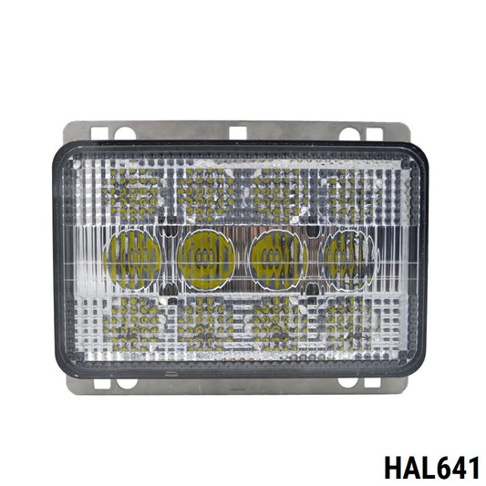 LED Диоден Халоген LED Фар - 5100lm 16.5cm 60W PRO - Късa/Дълга Светлина - John Deere с метални планки за захващане