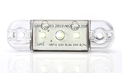 LED Светодиоден Габарит, Маркер, Токос, Бял, Е-Mark, 3 LED, 12V-24V, 8,4 см