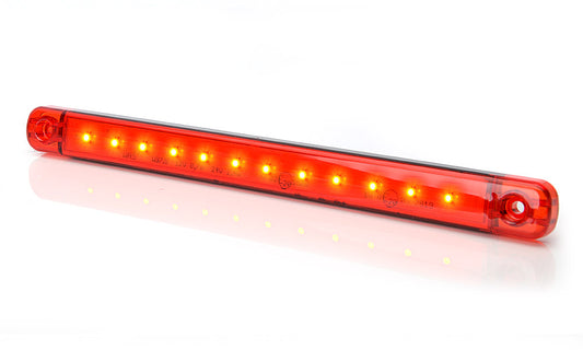 LED Светодиоден Габарит, Маркер, Червен, Е-Mark, 12 LED, 12V-24V, 24 см