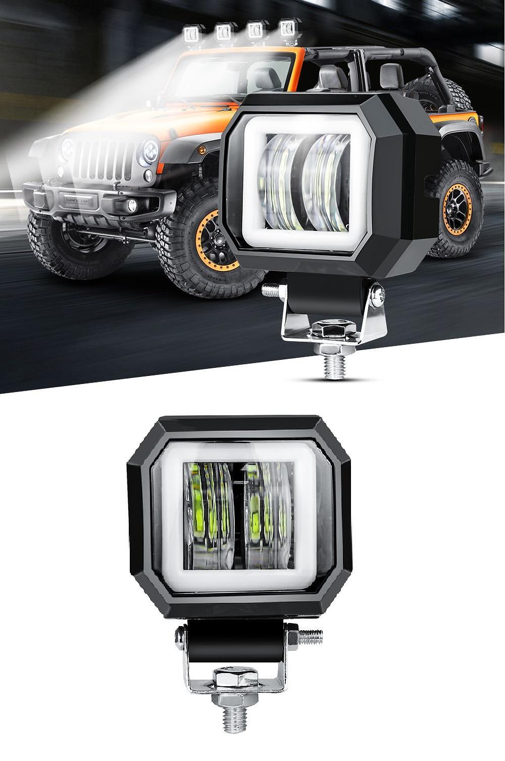7D LED Халоген 20W 7.6см Диодна Работна, Лампа, Диоден Фар, Прожектор, Задна Светлина, 1000lm 12V/24V