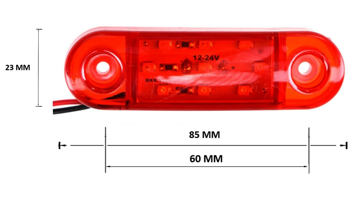 Светодиоден маркер габарит токос червена светлина със 9 LED за бус ван ремарке каравана платформа 12V