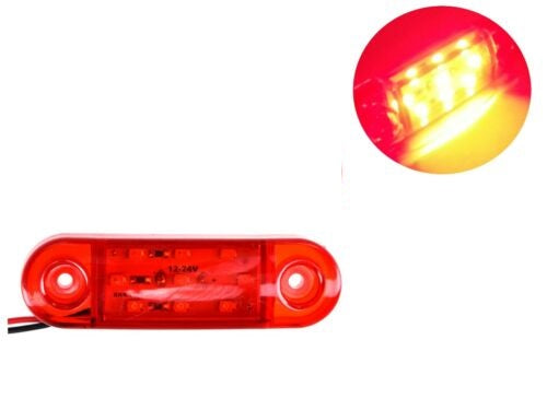 Светодиоден маркер габарит токос червена светлина със 9 LED за бус ван ремарке каравана платформа 12V