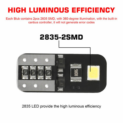 Led Крушки За Габарит, Т10 W5W LED 2 SMD, 12V, Canbus, Бяла Светлина