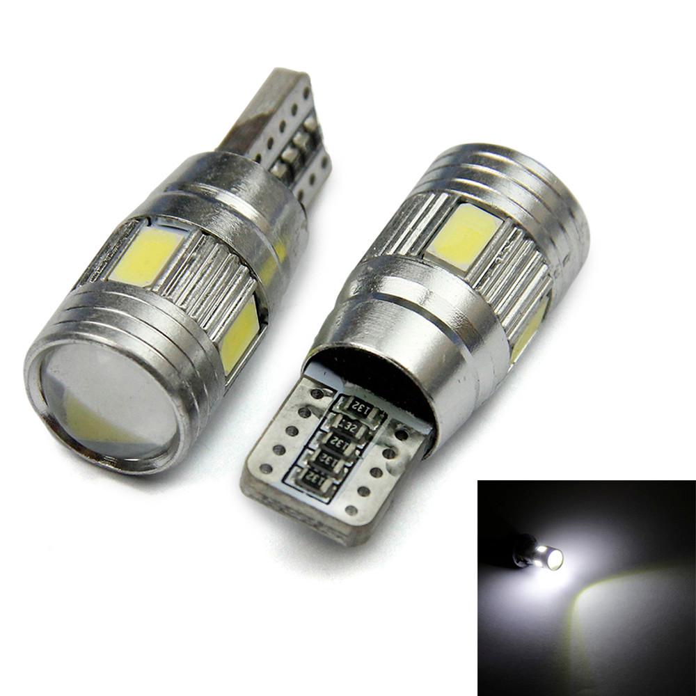 Led Крушки За Габарит, Т10 W5W LED 6 SMD, Canbus, 12V, Бяла Светлина