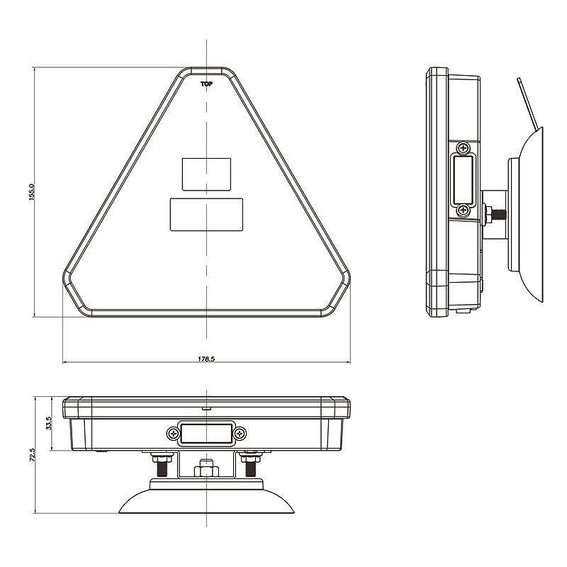 Безжични /Wireless/ LED стопове с магнит, неон ефект, триъгълна форма, 12V, 6 функции