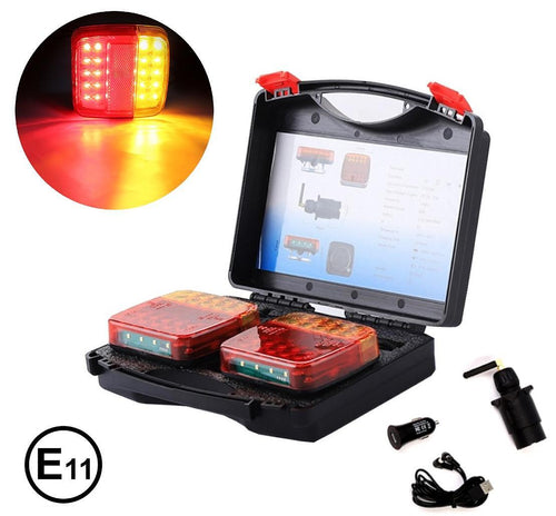 Безжични Wireless LED диодни Стопове с магнит 12V/24V Led Стопове за Ремарке, Каравана, Платформа, 5 Функции