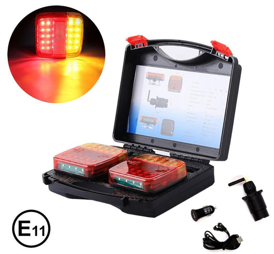 Безжични Wireless LED диодни Стопове с магнит 12V/24V Led Стопове за Ремарке, Каравана, Платформа, 5 Функции