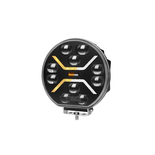 1бр Диоден фар с бял+оранжев габарит LED + DRL 70W Ø220мм 12V 24V Е-Mark Е9