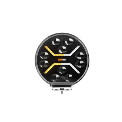 1бр Диоден фар с бял+оранжев габарит LED + DRL 70W Ø220мм 12V 24V Е-Mark Е9
