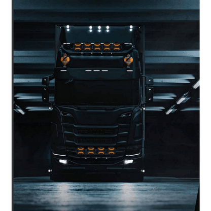 Диоден фар с бял+оранжев габарит LED + DRL 70W Ø 220мм 9" 12V/24V Е-Mark Е9