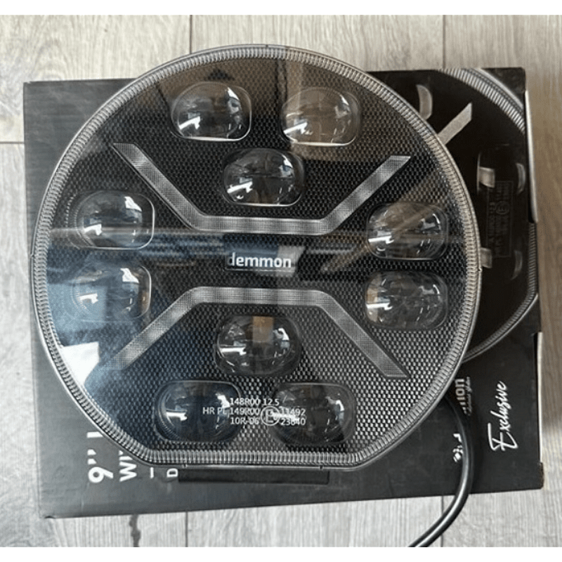 Диоден фар с бял+оранжев габарит LED + DRL 70W Ø 220мм 9" 12V/24V Е-Mark Е9